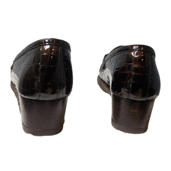 STUART WEITZMAN designer loafer 👞 shoes patented leather croc brown size 8.5 - Picture 8 of 16